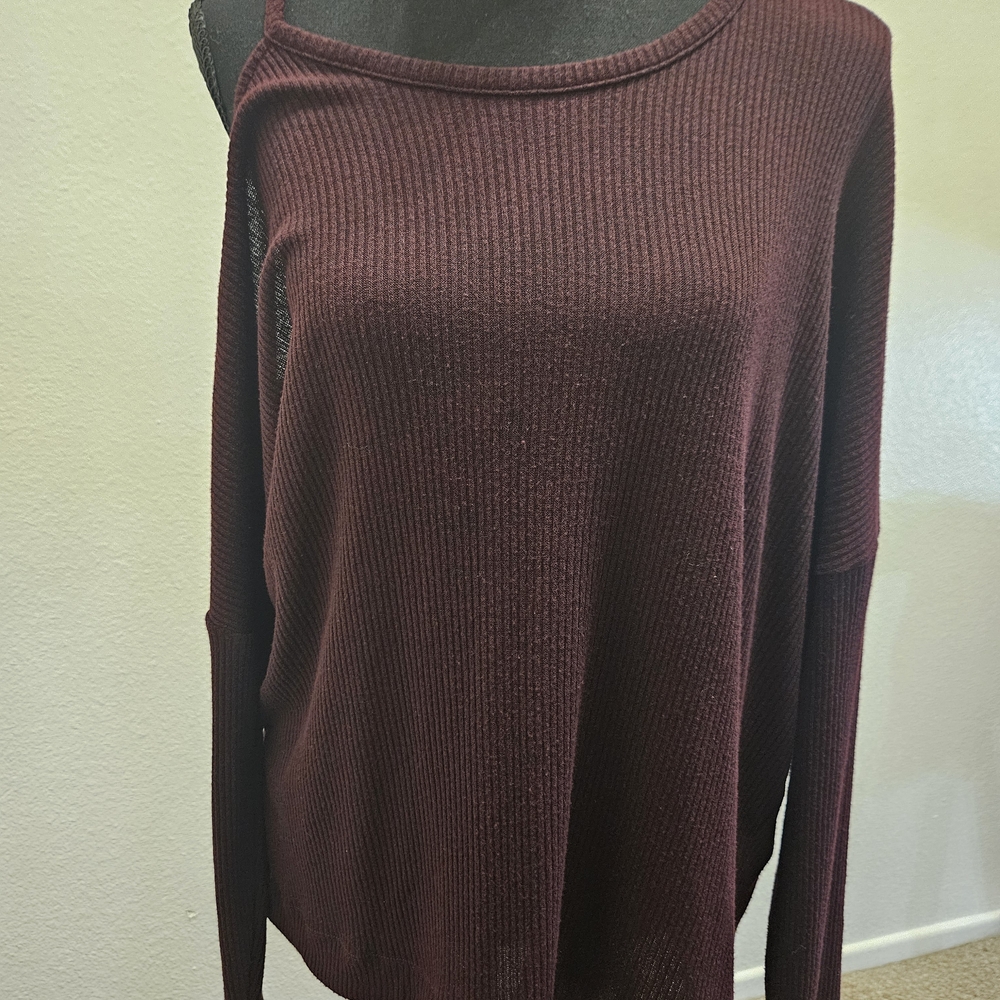 Rock & Republic Off-the-Shoulder Maroon Sweater